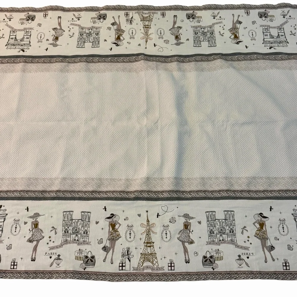 SAFECO FRANCE Weaved Paris Theme Attractions Tablecloth 108” X 52” Eiffel